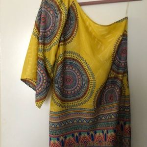 One shoulder fun print dress